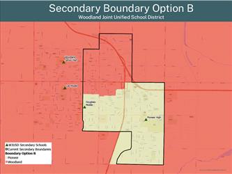 Map of proposed school boundaries for secondary schools option B