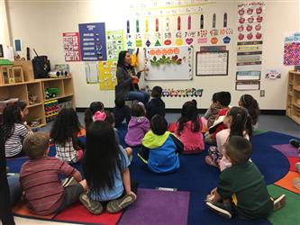 Teacher and children during circle time
